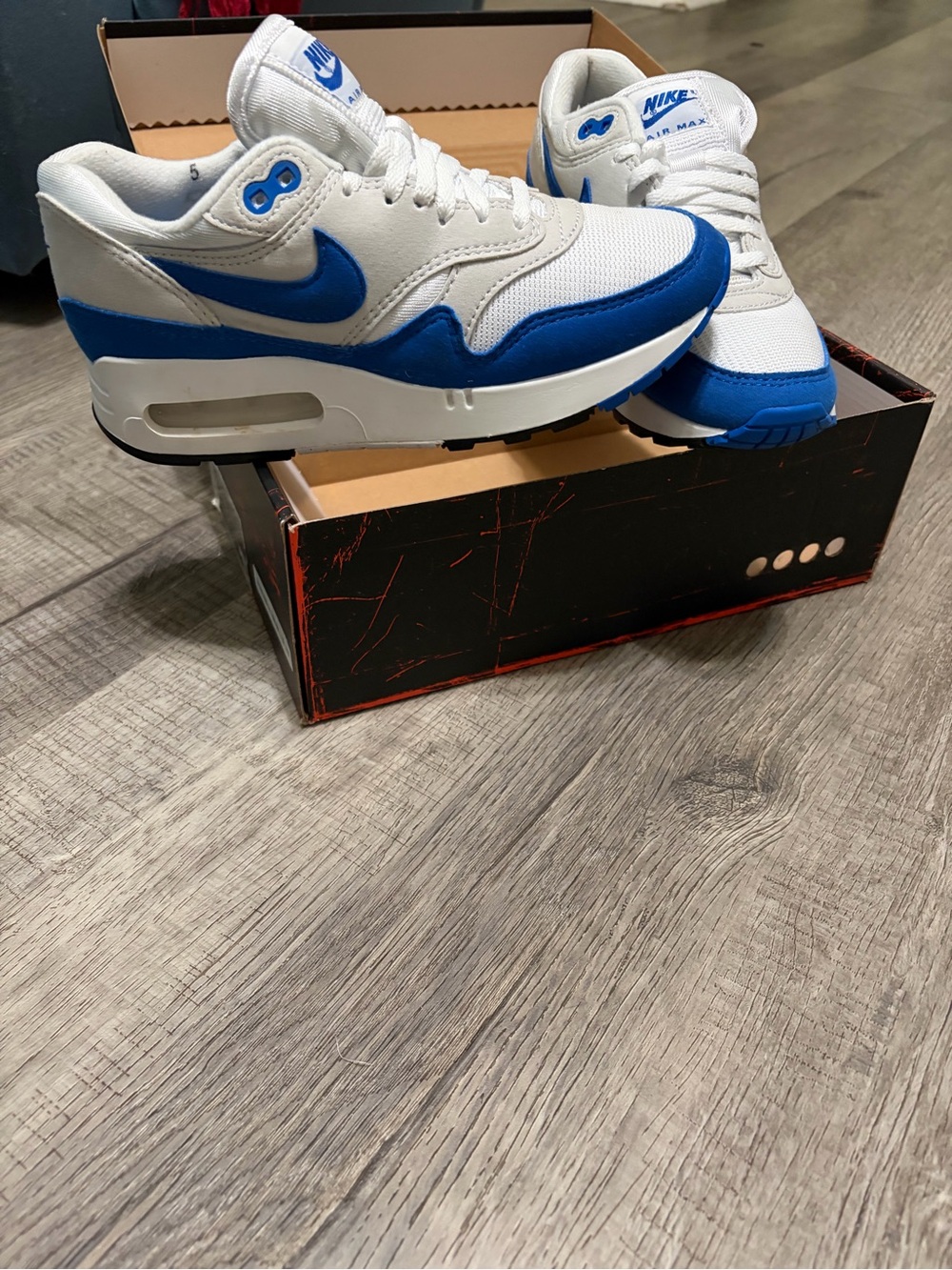 Nike White and Blue Women's Air Max Sneakers